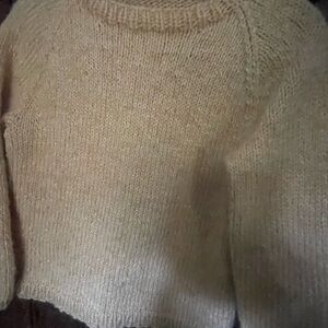 Hand Knit Perfect Condition Dark Cream Wool Sweater No Tags Small